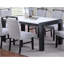 Ensemble de salle à manger moderne 7 pièces avec table en faux marbre blanc et 6 chaises en tissu gris anthracite, 6 places