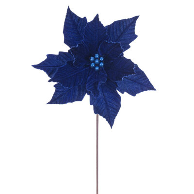 Vickerman 12" x 20" Velvet Razor Poinsettia Stem. It includes four pieces per bag.