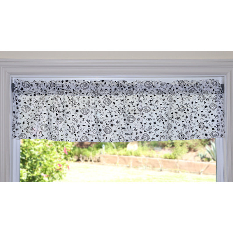 Cantonnière à imprimé cachemire Bandanna, L 58 po x L 14 po, Noir