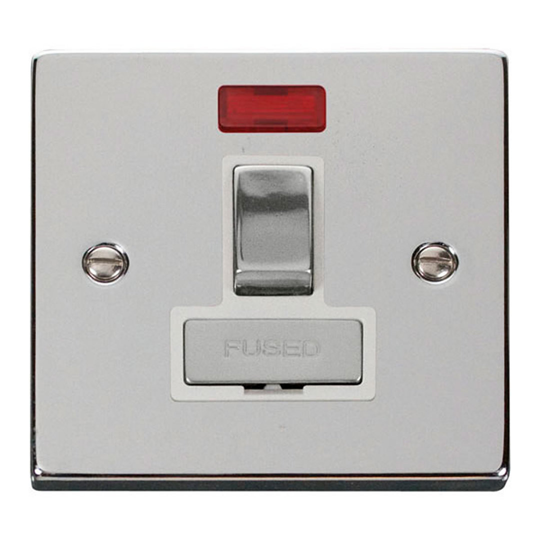 Polished Chrome 13A Fused Ingot Connection Unit Switched With Neon