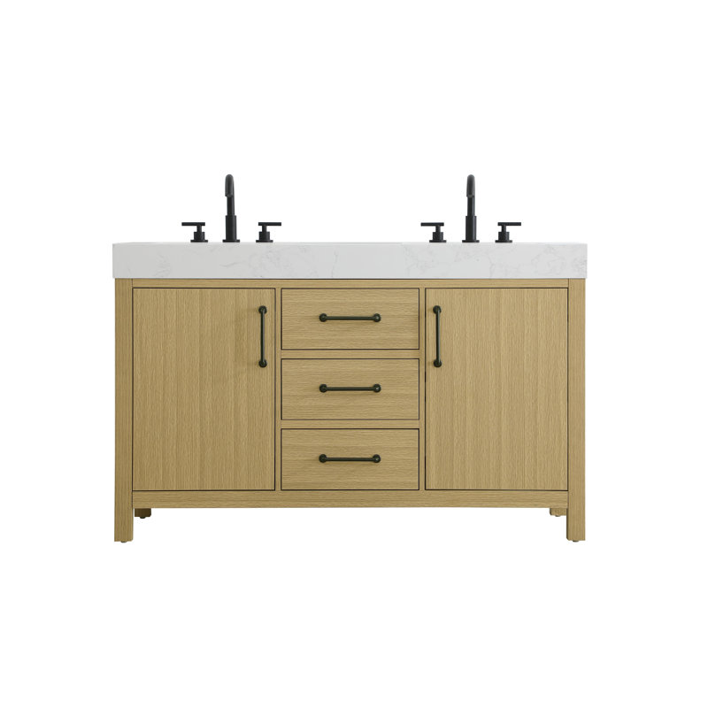 Meuble-lavabo double 54 po_Traditional_VF60654, Brun miel