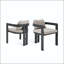 Chaise en aluminium avec cadre gris foncé et coussin beige (ensemble de 2)