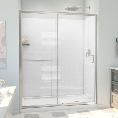 60"" W x 34"" D x 78"" H Semi-Frameless Rectangle Shower Kit -  DreamLine, D2096034XXR0004