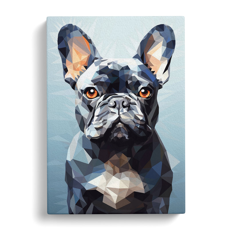 French Bulldog Geometric No.3 - Wrapped Canvas, 76cm H x 50cm W x 3cm D