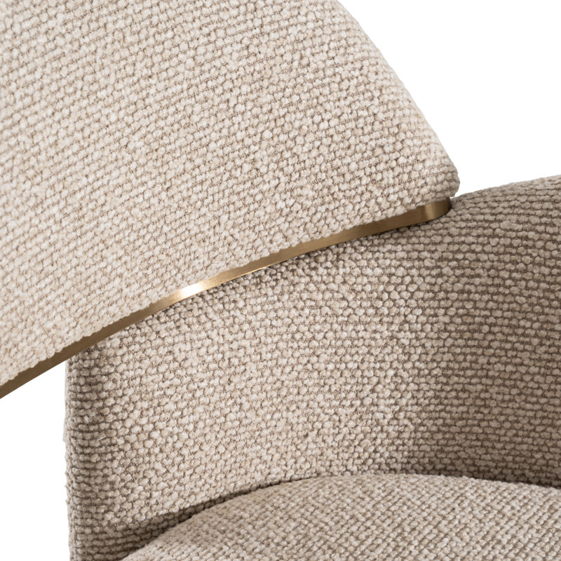 Ashley - tissu beige moderne + chaise de salle à manger en laiton brossé