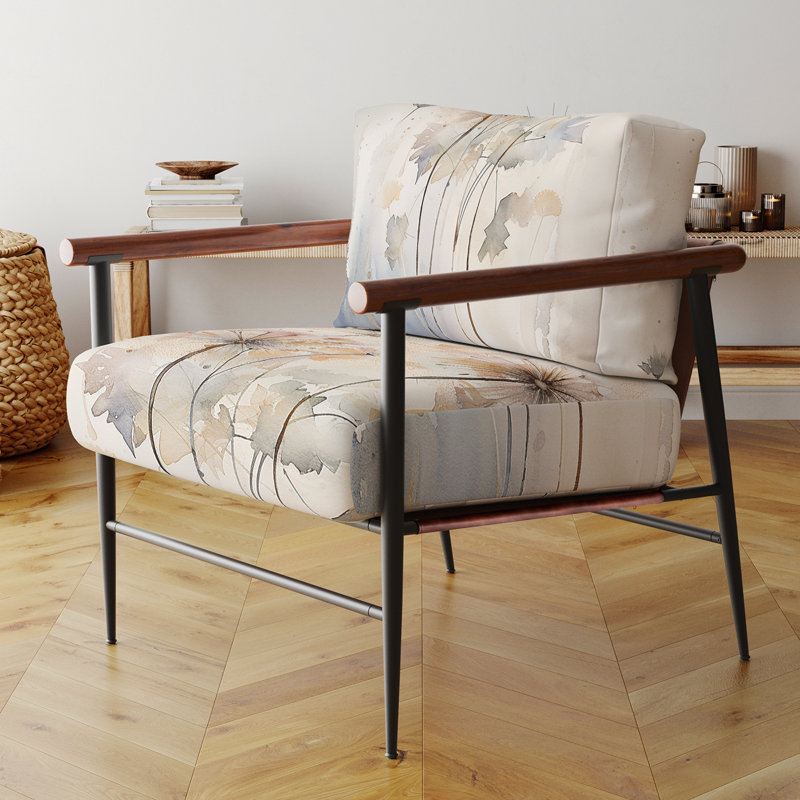 Dandelion Charm In Winter IV - Chaise rembourrée avec accents floraux, Noir