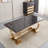 7-Piece Modern Dining Set – 70" Marble Veneer Table with Stainless Steel Base & 6 Upholstered Chairs-41902624-41902626-41902652