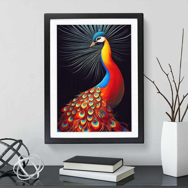 XV1022-2625X Luscious Peacock - Single Picture Frame Print, Black, 64cm H x 46cm W x 2cm D