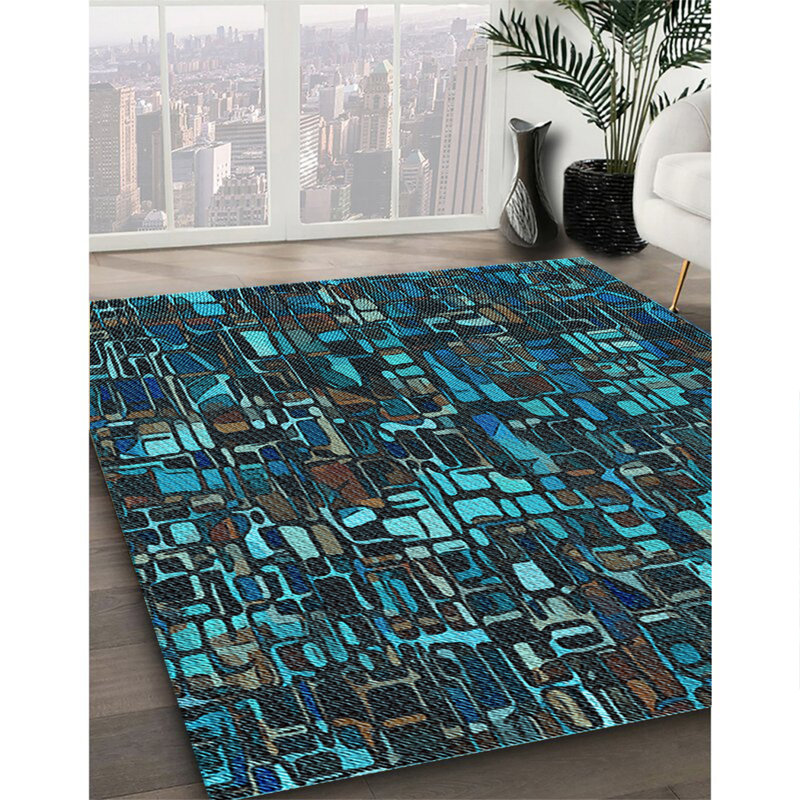 Tapis 100% à motifs lavables à la machine 2989 3426-LBL, Carré 4 pi