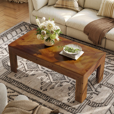 Solid Wood Rectangular Coffee Table, Mid Century Modern Center Table for Living Room, Apartment by August Grove