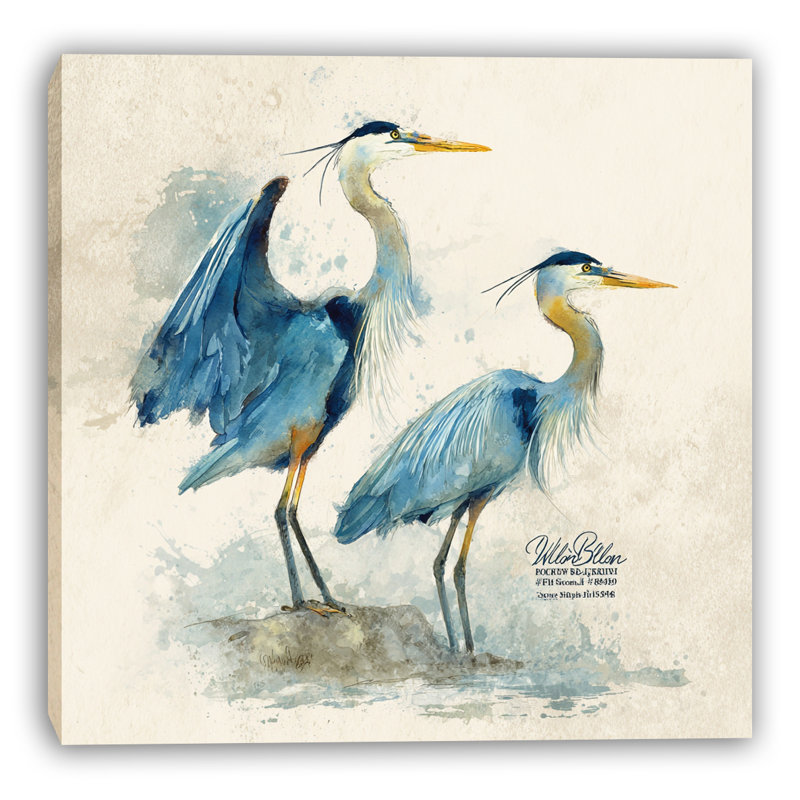 «Waterside pair Heron», art mural sur toile tendue, l 40 po x H 40 po x P 1,5 po