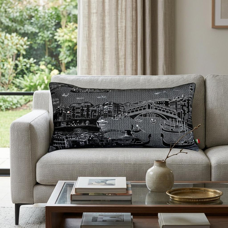 Coussin lombaire blanc Venice, Gris