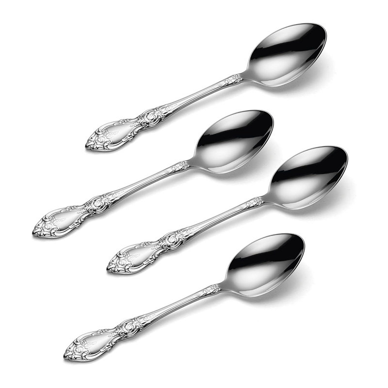 Oneida Wordsworth 5.93" x 1.3" Everyday Flatware Teaspoons, Set of 4, Silver
