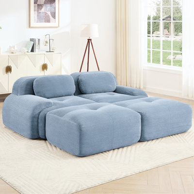 Ergonomic 2-seat Modular Sofa, Premium Corduroy, Modern Living Room