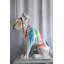 Statue bouledogue géant en résine avec peinture goutte à goutte colorée 29 po x 50 po x H 50 po