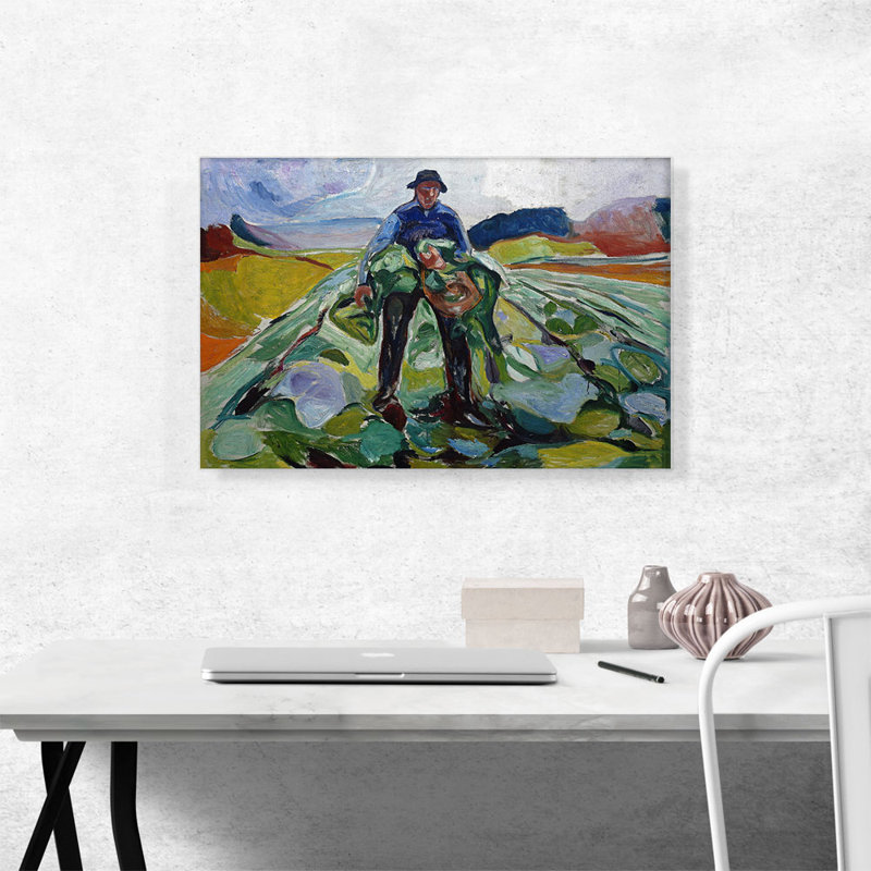 «Man in the Cabbage Field 1916» par Edvard Munch, reproduction d'art sur toile tendue, H 18 po x l 26 po x P 1,5 po