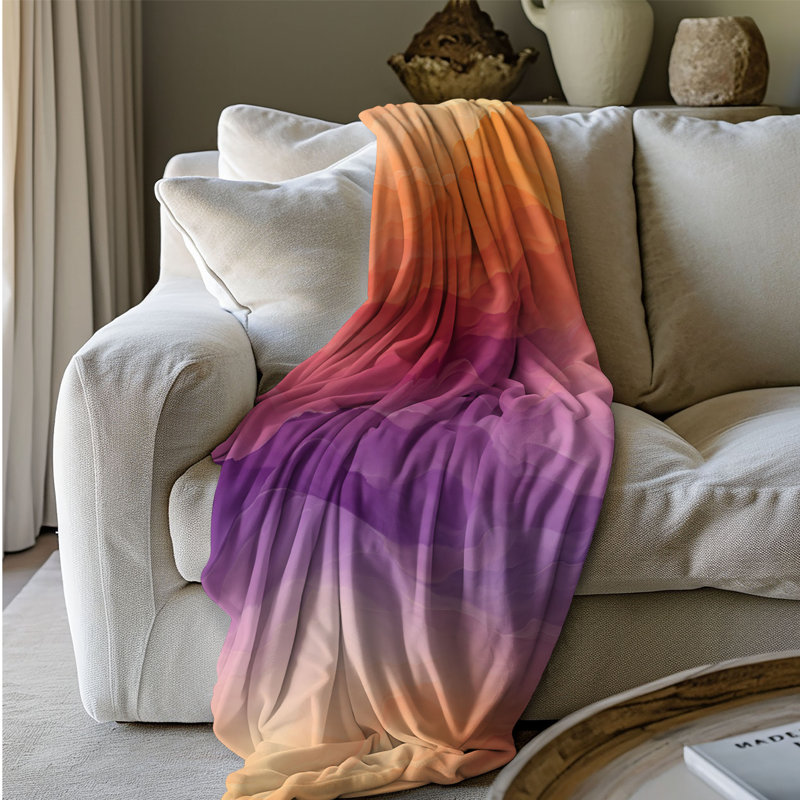 Evening Gradient - couverture sherpa de qualité supérieure 1 pièce, Grand lit