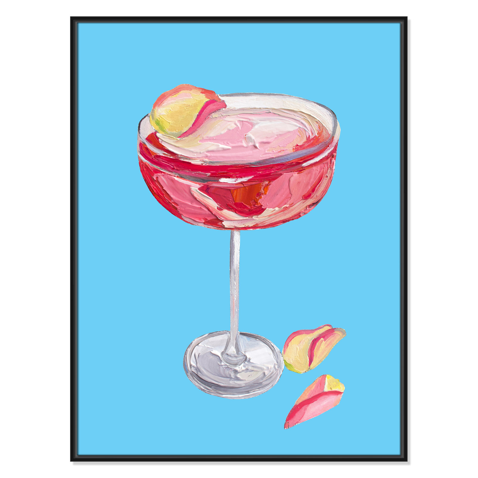 Sparkling Rose Gin Cocktail Print by Straker, Black Floater, 41.5" H x 31.5" W
