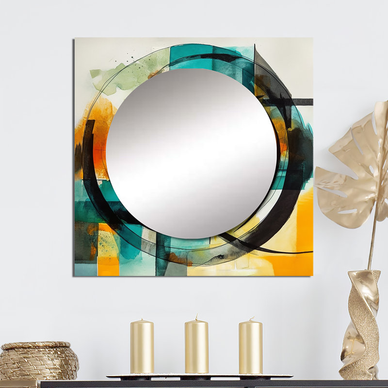 Mireida - Grand miroir carré géométrique moderne pour décoration murale, 23 po x 23 po