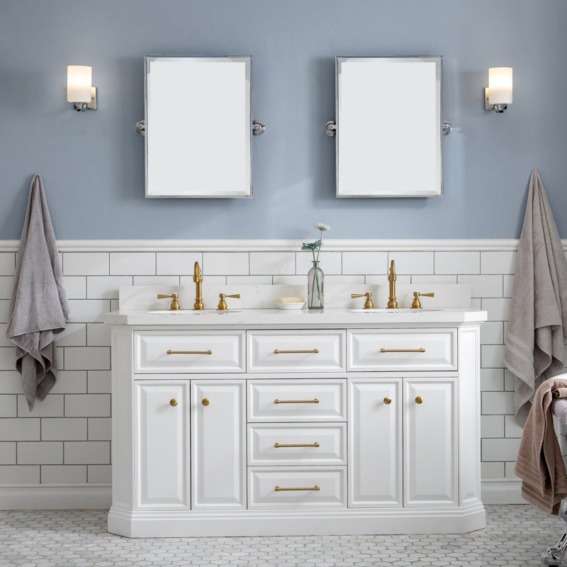 Palace 60'' W Double Vanity, Monarch Blue, Satin Gold