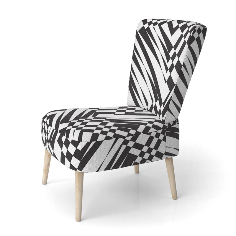 Chaise d'appoint rembourrée à motif géométrique noir et blanc