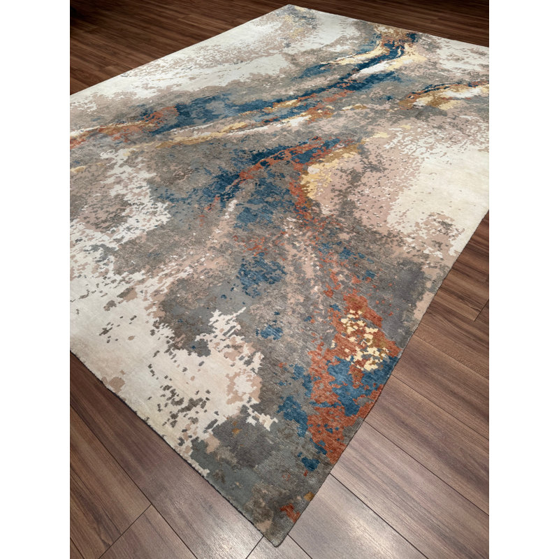 Tapis gris en laine noué à la main Original Original
