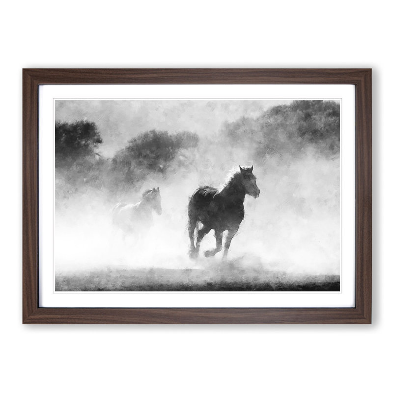 Horses - Picture Frame Painting Print, 24cm H x 33cm W x 2cm D, Walnut Framed