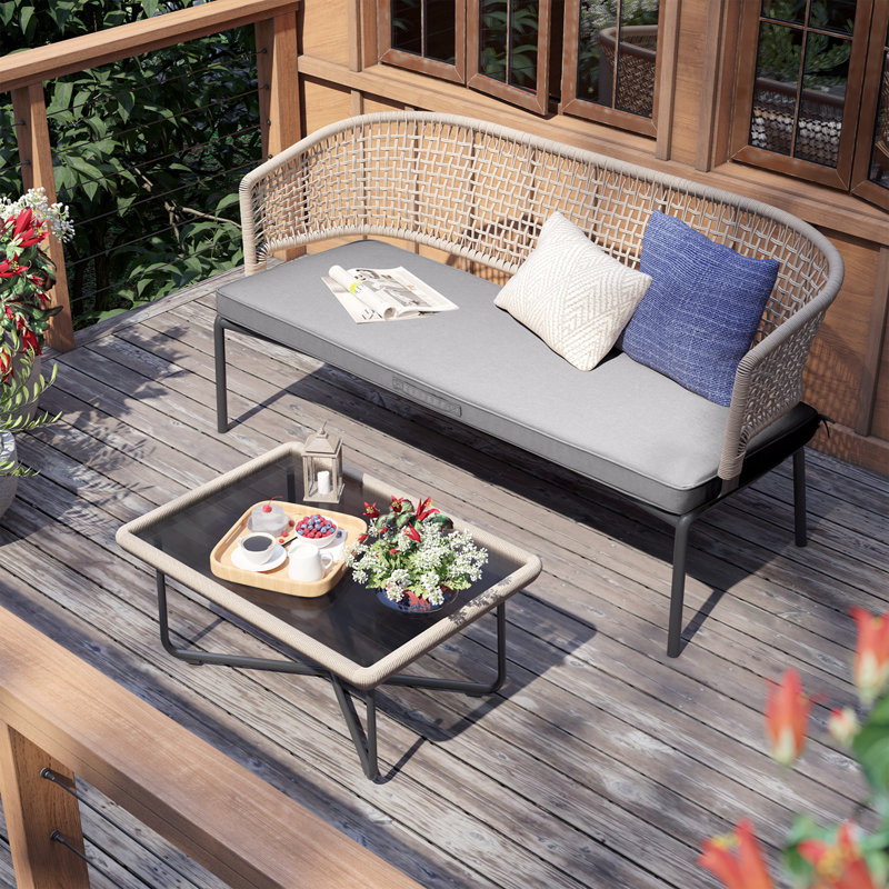 Outdoor Bench Seat Cushion, 42" W x 18.11" D, Gray