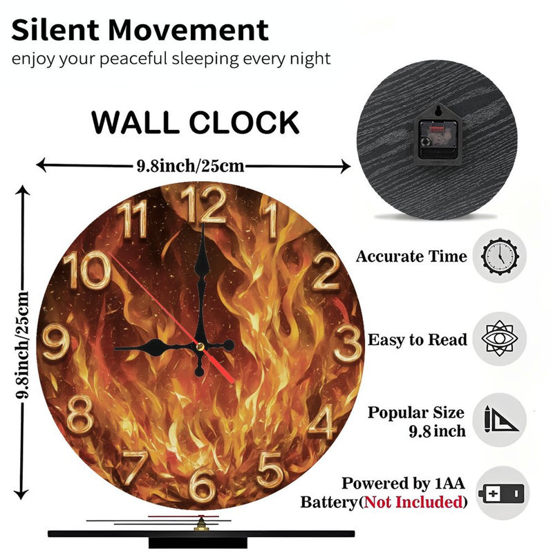 Horloge Fiery avec chiffres dorés