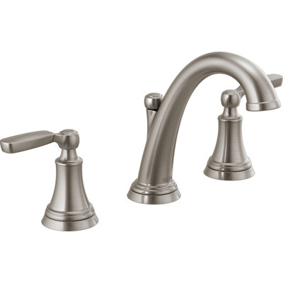 Woodhurst Brushed Nickel Bathroom Faucet 3 Hole, 8 Inch Widespread 2-Handle Bathroom Sink Faucet for Vanity, Metal Push-Pop Drain Assembly, Stainless 3532LF-SS