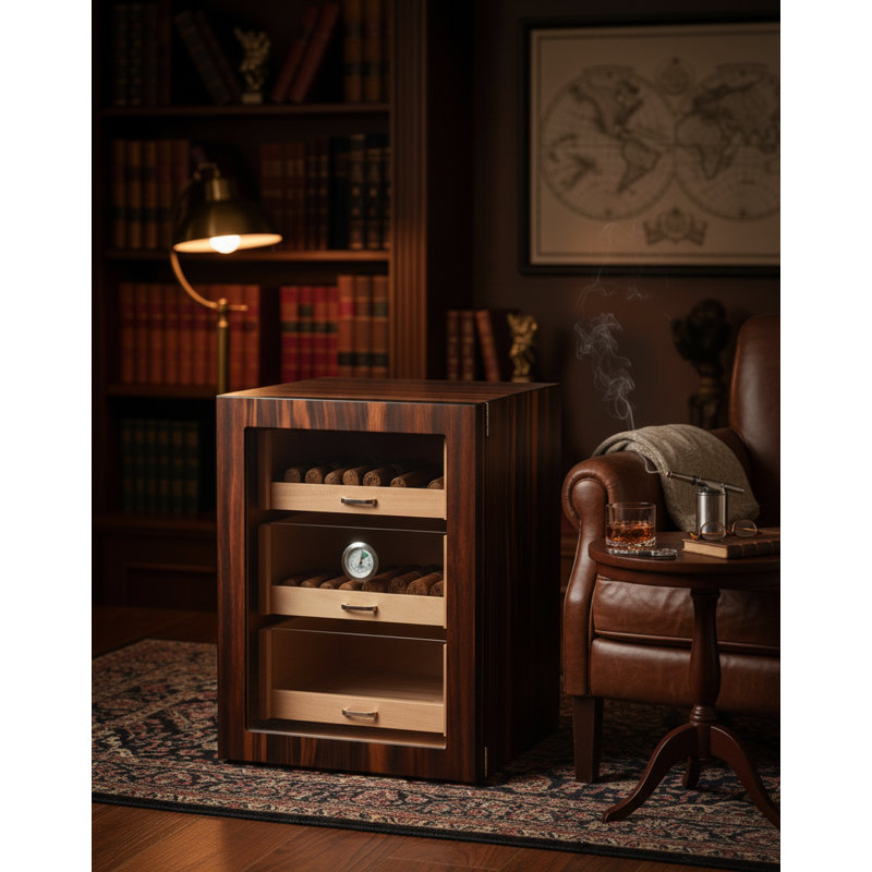 Visol Gorman Macassar Ebony Cabinet Humidor — Holds Up To 150 Cigars
