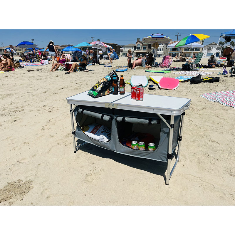 Jihoo Rectangular Metal Folding Outdoor Camping Table , 18.5'' in. W 47.24'' in. D