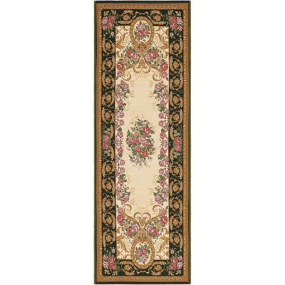 Traditional Outdoor Nile Rug Green and Ivory Color