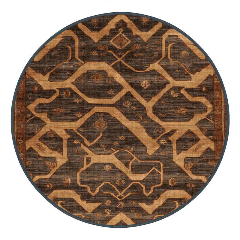 Machine Washable Persian Brown Area Rug, Round 3'