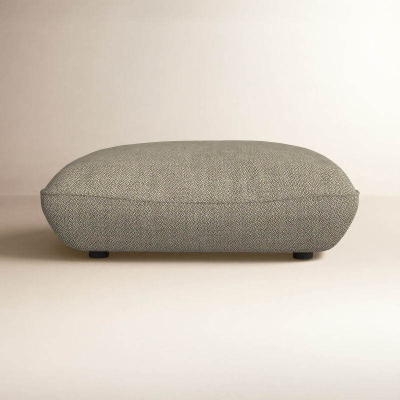 Square Ottoman, Speckled Pumice Basketweave