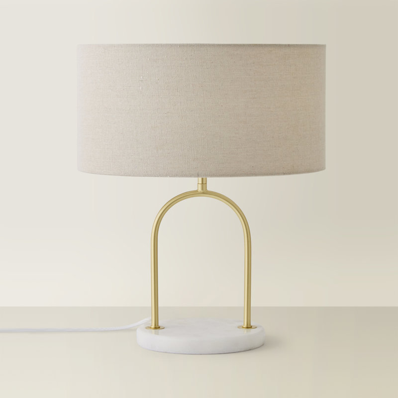 Metal Table Lamp, Brushed Gold, Natural