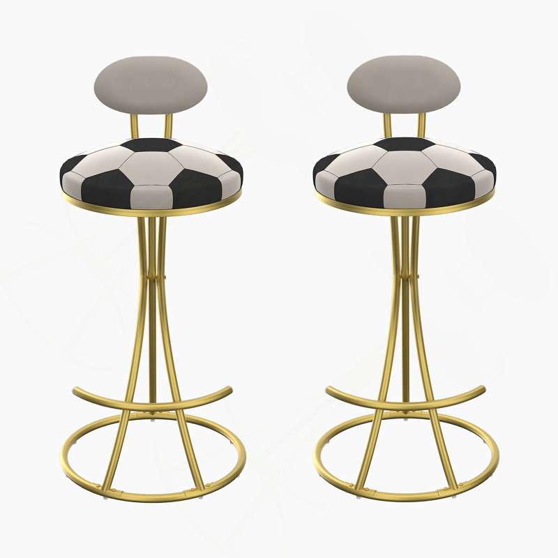 Ensemble de tabourets de bar à imprimé football avec deux chaises rembourrées à hauteur de comptoir pour îlot de cuisine, conception en forme de S pour un repas confortable