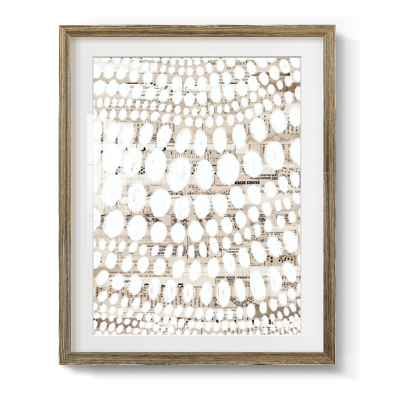 Motif rétro III, reproduction encadrée, Papier avec cadre noyer, Blanc