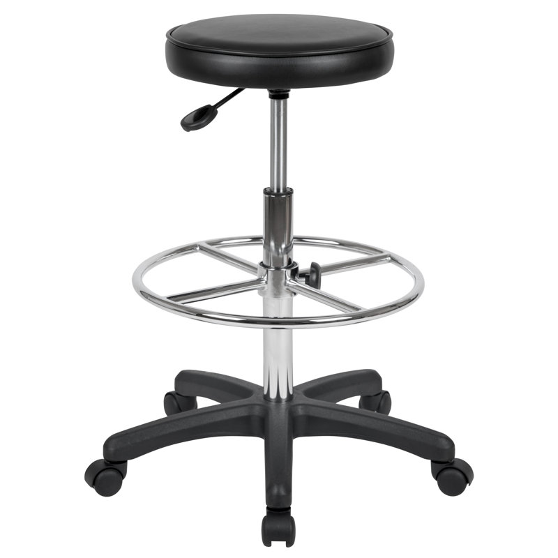 Ethelinda Adjustable Height Ergonomic Lab Stool with Footring Wheels
