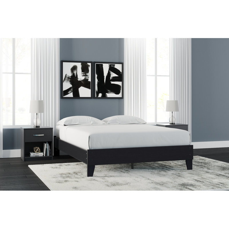 Lit plateforme Finch, Lit simple, Blanc