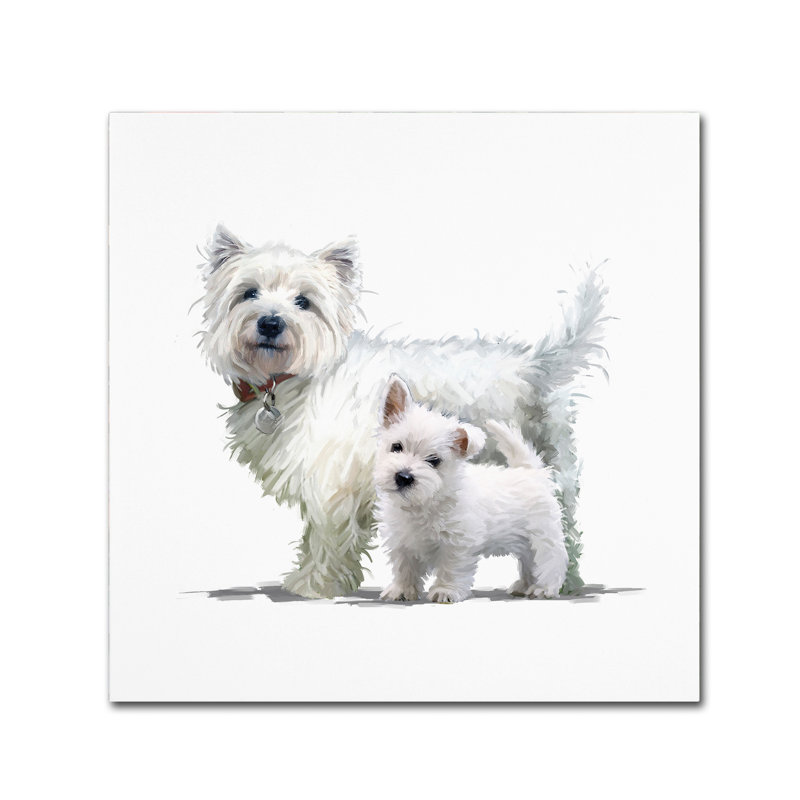 White Canvas Art of West Highland Terriers, 15" x 20"