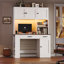 Bureau intelligent l 47,2 po x H 70,9 po avec huche, bureau d'ordinateur avec station de charge, lumières à DEL de 16 couleurs, porte-revues et tablettes réglables, table d'écriture pour bureau personnel