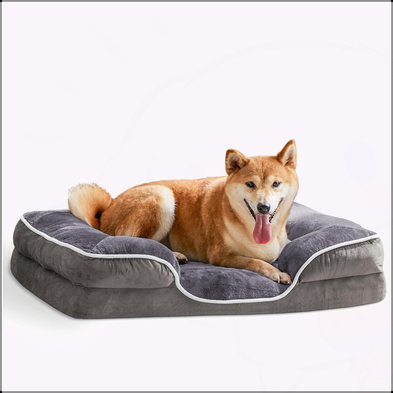 Lit en mousse à mémoire de forme pour chien et chat avec housse lavable et base antidérapante, Gris