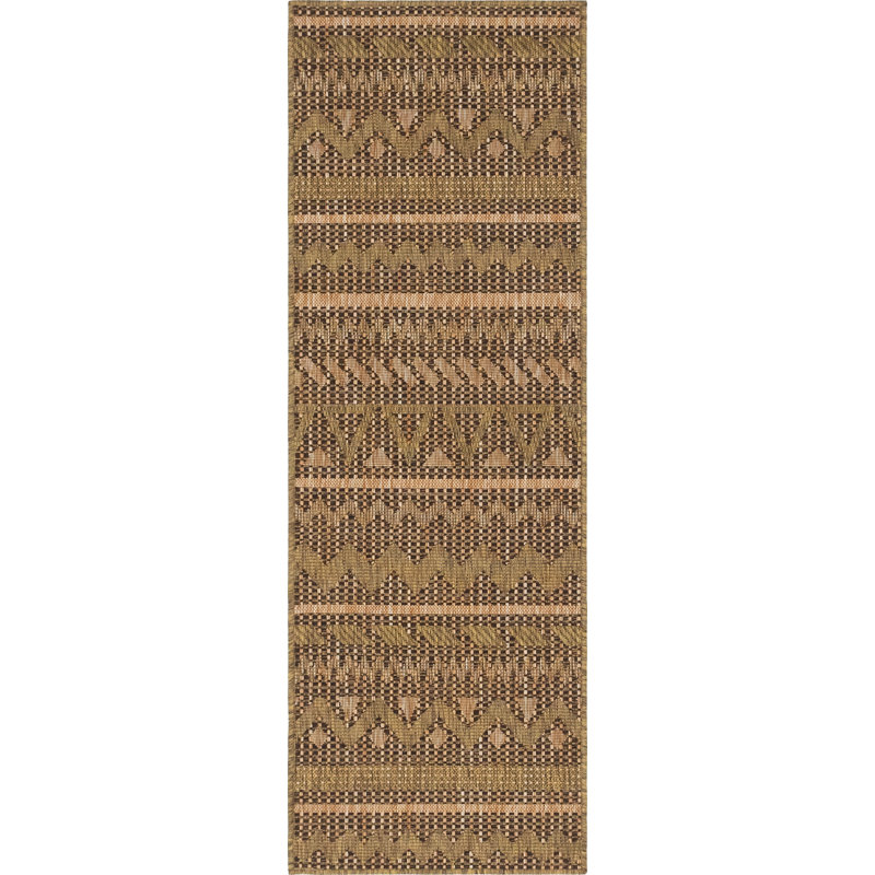 Tapis intérieur / extérieur brun clair Krickel, Tapis de couloir 2 pi x 6 pi 1 po