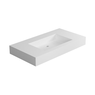 Matte White Stone Resin Vanity Basin, Adaptable To Various Bathroom Spaces, Stains And Scratches, Wall - Mounted Or Countertop Setup, Classic Refined Aesthetic, Comfortable Daily Usage, 34.8 In