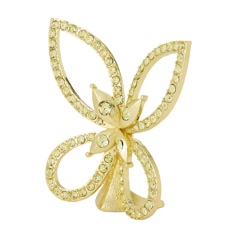 Gold Papillon Figurine with Crystals, Yellow