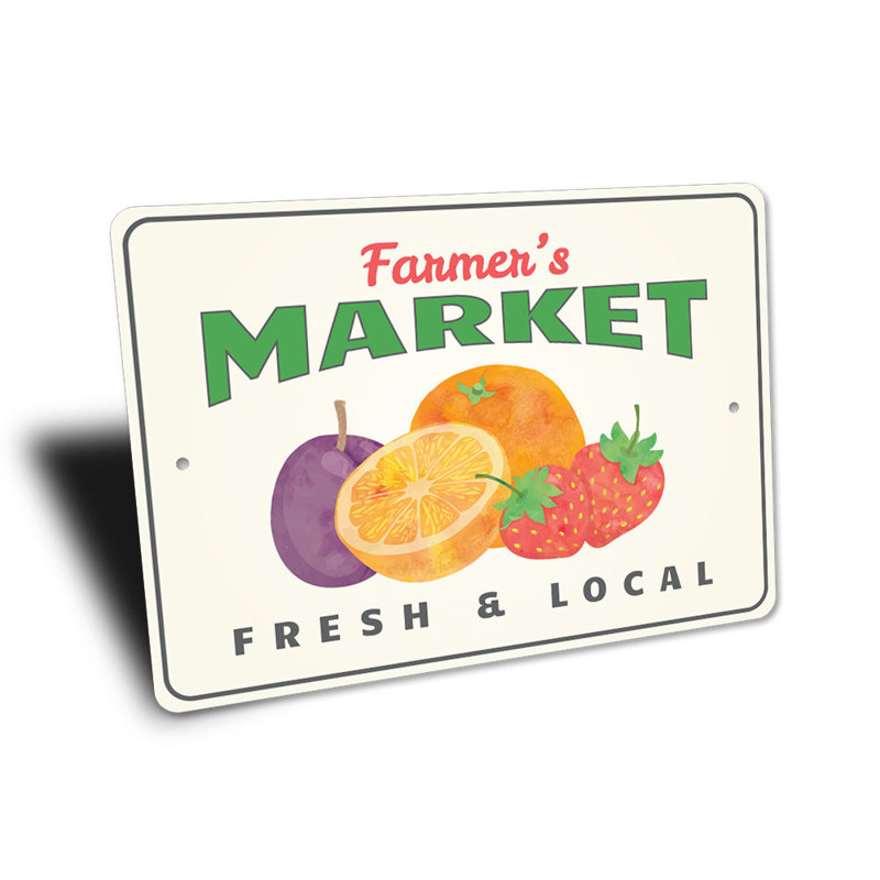 Enseigne en aluminium Farmers Market, H 10 po x l 14 po x P 0,04 po