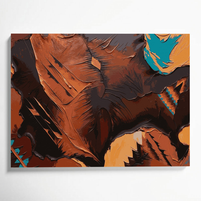 Art mural sur toile noire, motif de vachette Southwestern, H 24 po x l 36 po