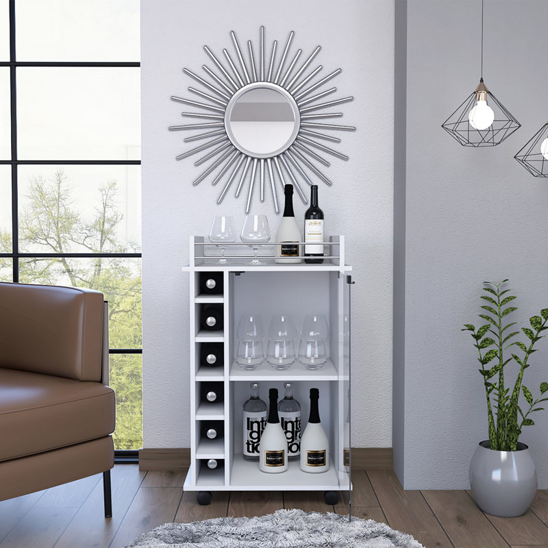 Chariot-bar à porte en verre Dukat, Blanc