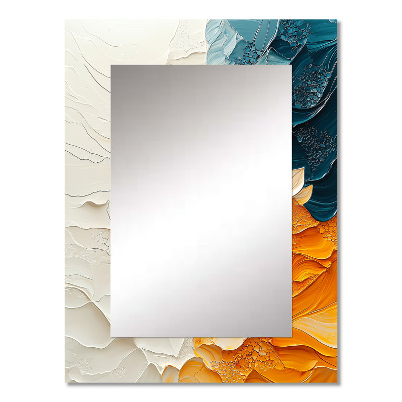 Biomorphism Wave To Sand Migration II - Biomorphism Wall Mirror, White Decorative Mirror, Printed Metal Art, 32" x 24"